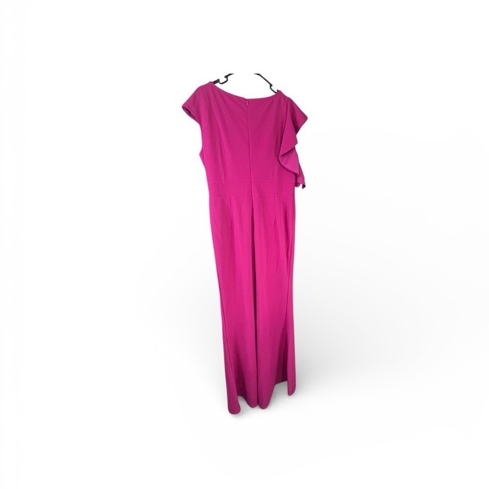 Woosea Magenta Pink Ruffle Sheath Cocktail Dress Cap‎ Sleeve Boat Neck NEW